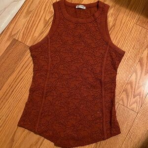 Burnt orange lace tank top